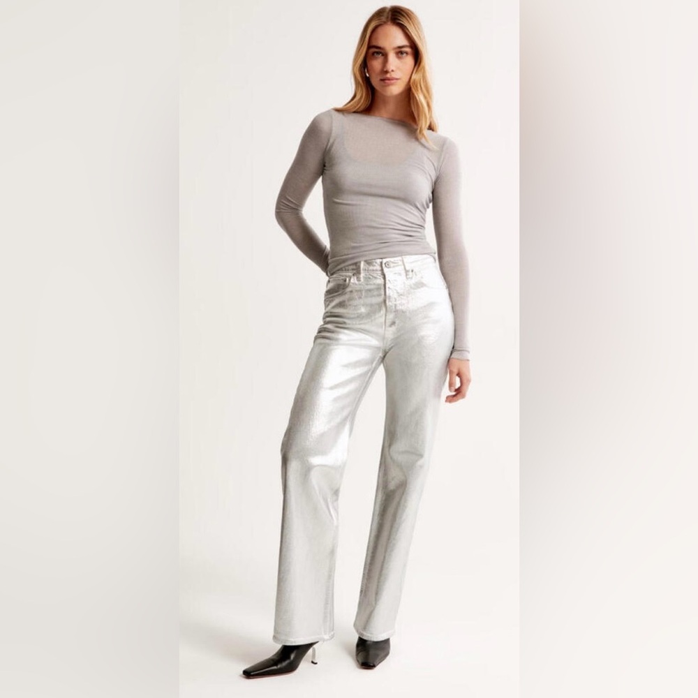 Abercrombie & Fitch Silver Vegan Leather Pants